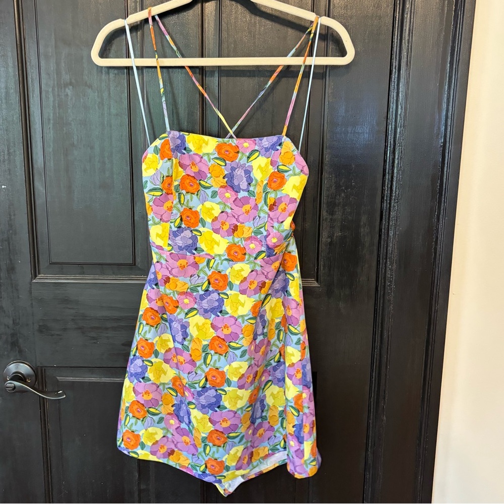 Zara Blue and Yellow Sundress Sleeveless Mini